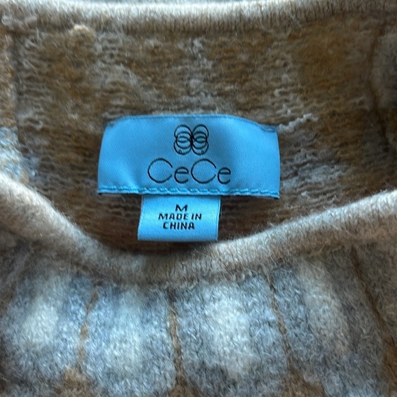 CeCe - soft pastels fair isle mock neckline with sleeve pattern - size M - Picture 3 of 4